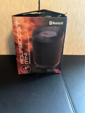 Tzumi AquaBoost Mini Wireless Bluetooth Speaker Splash Proof HD Stereo Portable